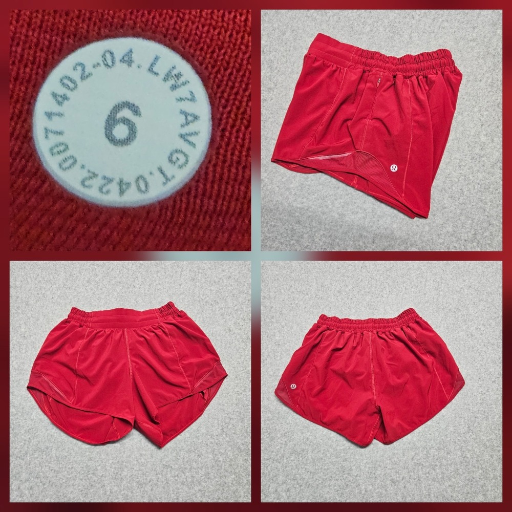 Lululemon Dark Red Hotty Hot II Long 4" Lined Shorts Women's 6